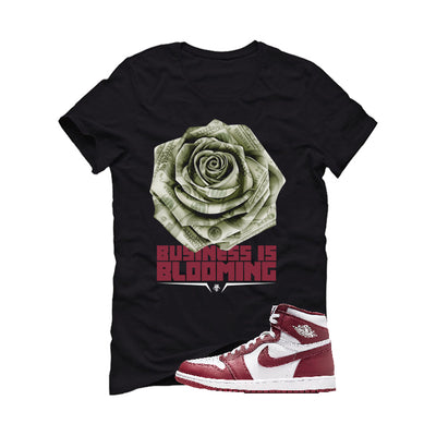 Air Jordan 1 High OG “Team Red” | illcurrency Black T-Shirt (Business is Blooming)