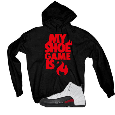Air Jordan 12 “Red Taxi” | illcurrency Black T-Shirt (MY SHOE IS LIT)