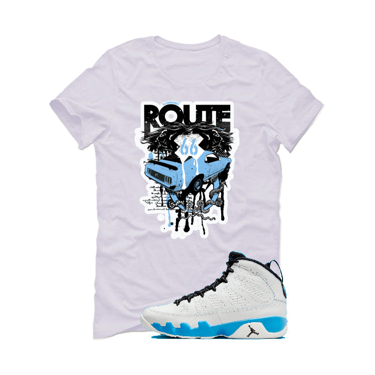Air Jordan 9 “Powder Blue” | illcurrency White T-Shirt (Route 66 Vintage car)