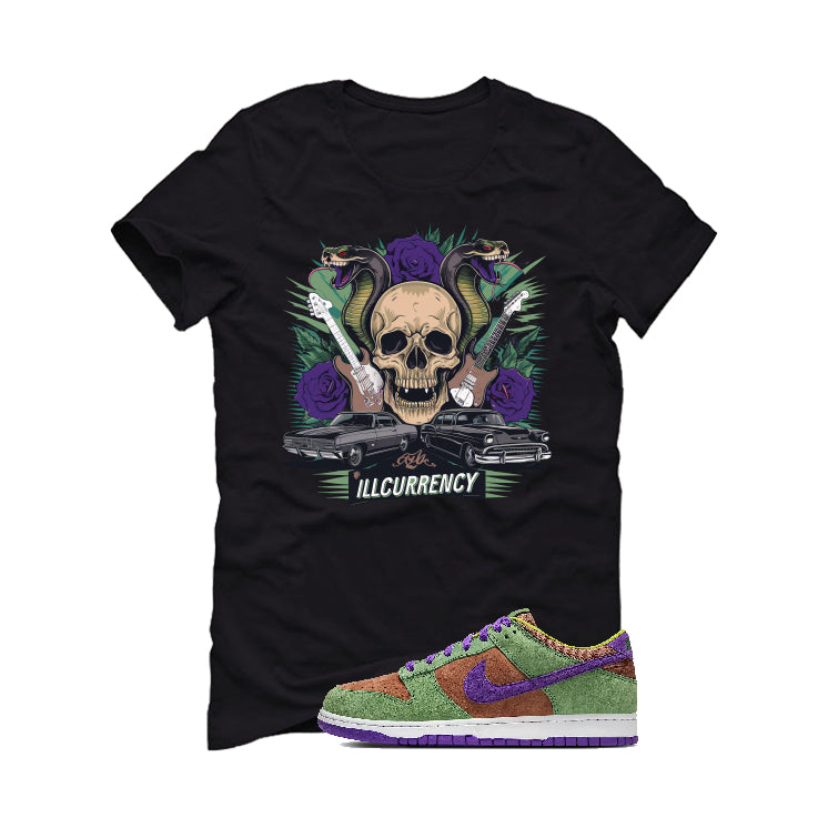 Nike Dunk Low “Veneer” | illcurrency Black T-Shirt (Guitars and Roses Vintage)