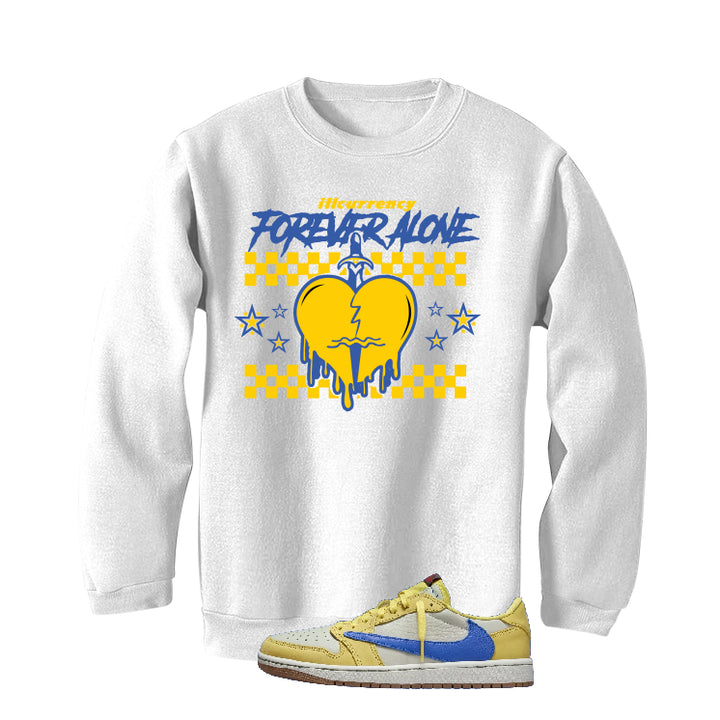 Travis Scott x Air Jordan 1 Low OG “Canary” | illcurrency White T-Shirt (Forever Alone)