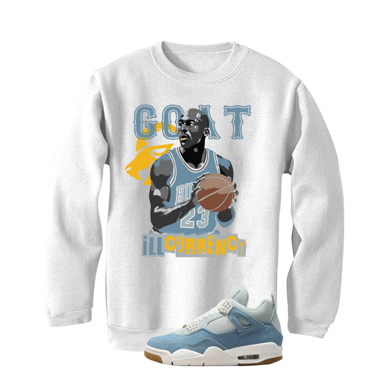 Air Jordan 4 Denim Worn Blue White T-Shirt (MJ GOAT)| illcurrency