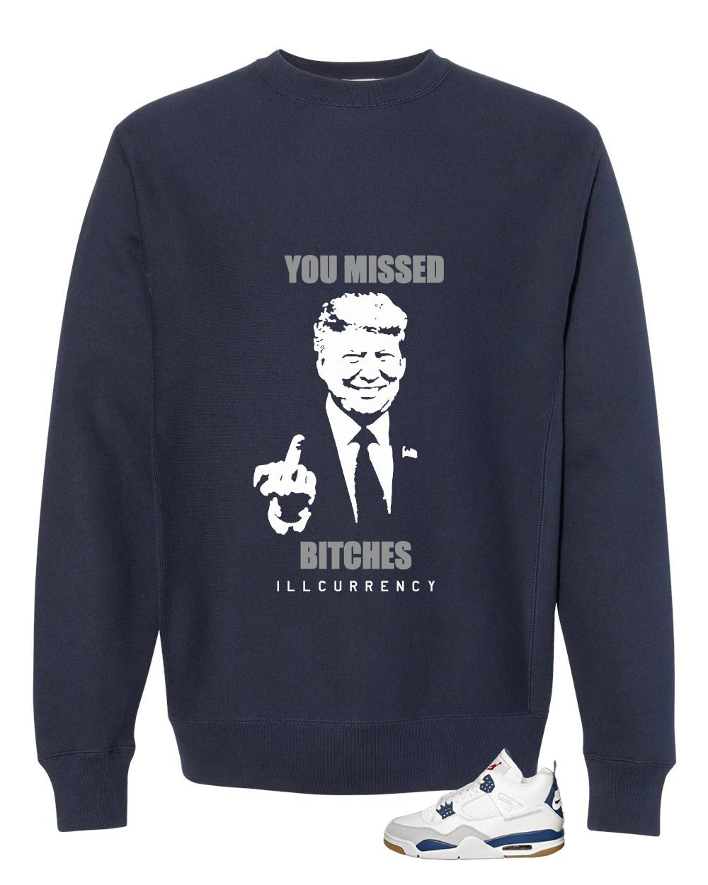 Nike SB x Air Jordan 4 Navy Navy Blue T-Shirt (Trump you missed)| illcurrency