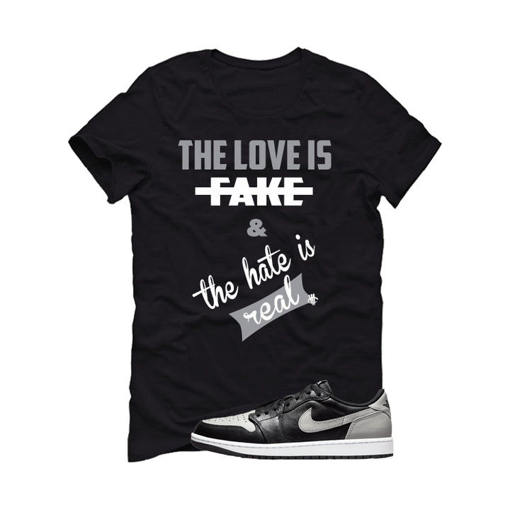 Air Jordan 1 Low OG Shadow Black T-Shirt (Love is Fake)