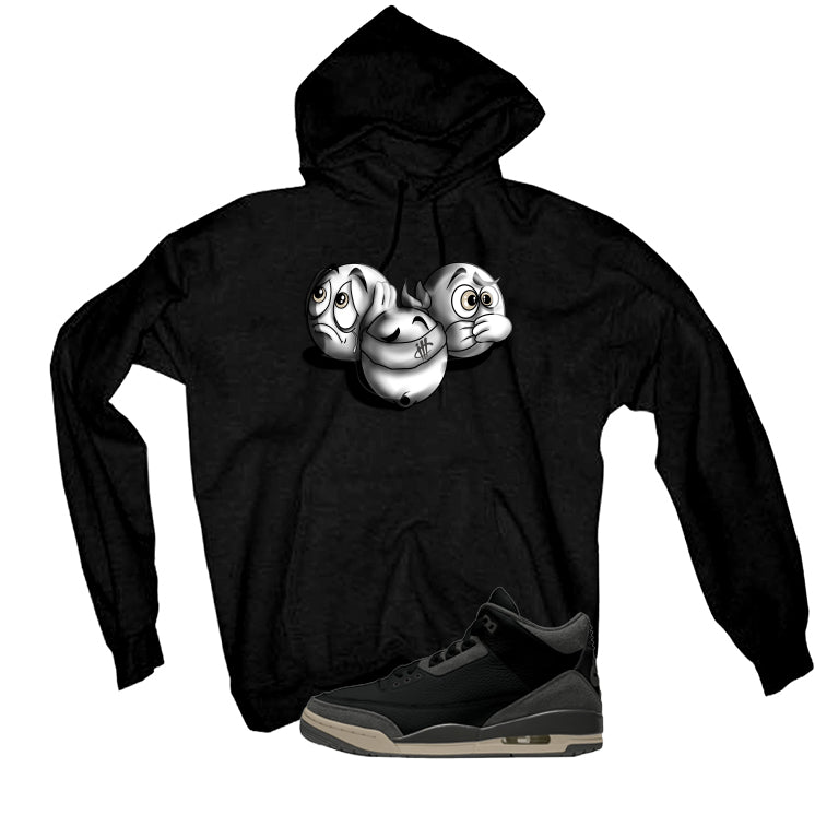 A Ma Maniere x Air Jordan 3 Black Black T-Shirt (SEE NO EVIL)| illcurrency