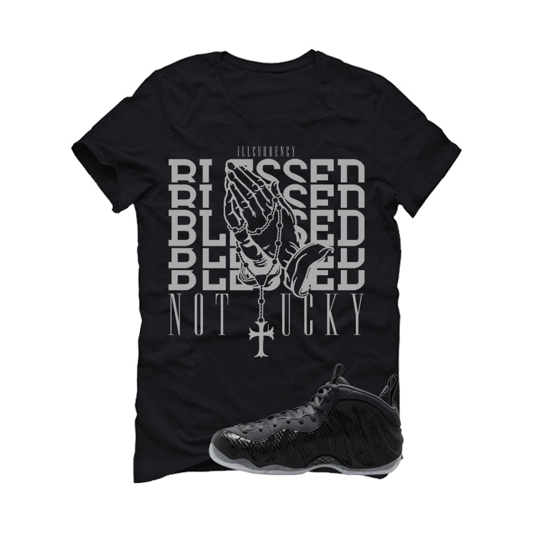 NIKE FOAMPOSITE ONE CARBON FIBER Matching T-Shirt, Sweatshirts & Hoodies Black T-Shirt (Blessed not lucky)| illcurrency