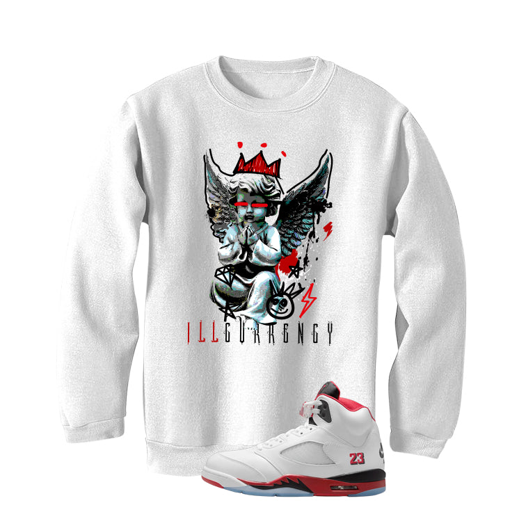 Air Jordan 5 Fire Red Black Tongue White T-Shirt (Graffiti Angel)| illcurrency