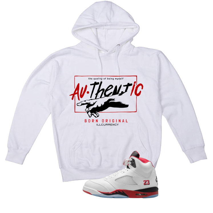 Air Jordan 5 Fire Red Black Tongue White T-Shirt (Authentic)| illcurrency