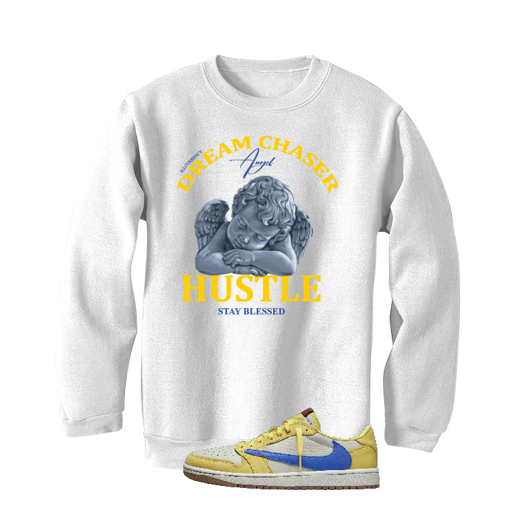 Travis Scott x Air Jordan 1 Low OG “Canary” | illcurrency White T-Shirt (Dream Chaser Angel)