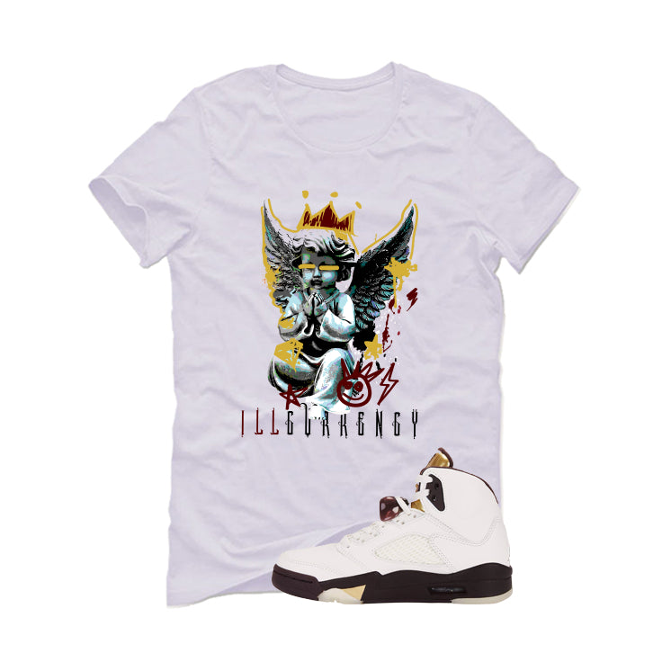 Air Jordan 5 Earth/Metallic Gold White T-Shirt (Graffiti Angel)| illcurrency