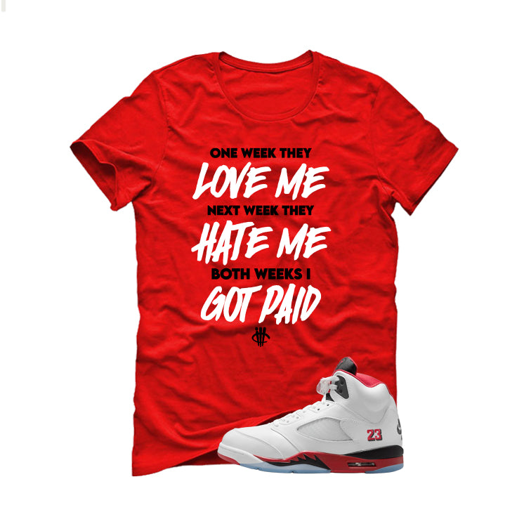 Air Jordan 5 Fire Red Black Tongue Red T-Shirt (Paid)| illcurrency
