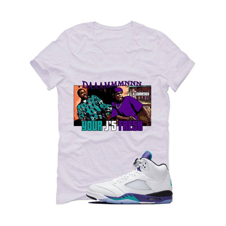 Air Jordan 5 OG Grape White T-Shirt (Damnnnn)| illcurrency