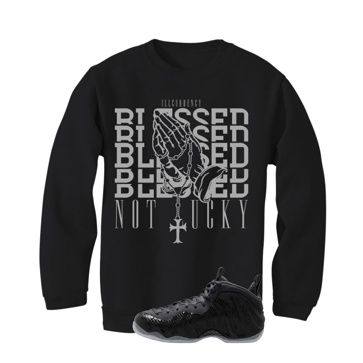 NIKE FOAMPOSITE ONE CARBON FIBER Matching T-Shirt, Sweatshirts & Hoodies Black T-Shirt (Blessed not lucky)| illcurrency