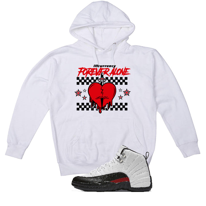 Air Jordan 12 “Red Taxi” | illcurrency White T-Shirt (Forever Alone)