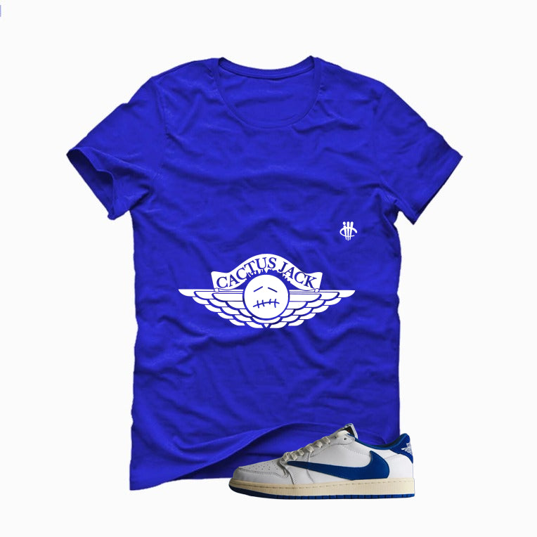 Travis Scott x Fragment x Air Jordan 1 Low OG 2025 Matching T-Shirt, Sweatshirts & Hoodies Royal Blue T-Shirt (Cactus Jack)| illcurrency