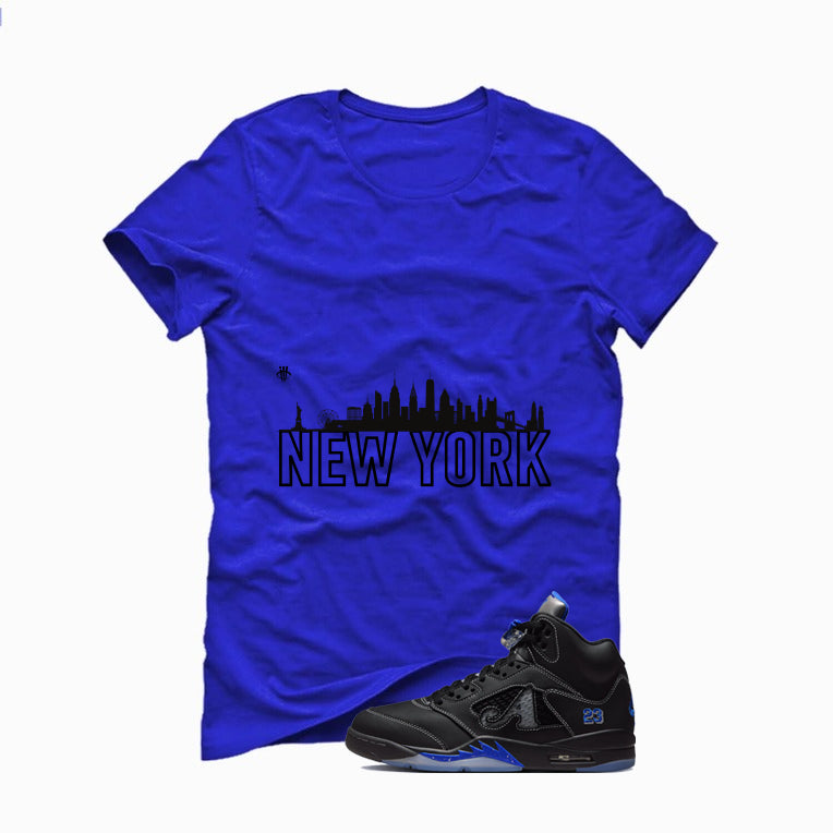 Awake NY x Air Jordan 5 Racer Blue Royal Blue T-Shirt (New York)| illcurrency