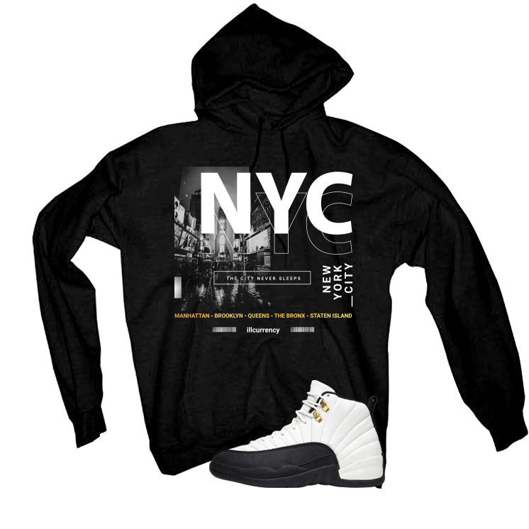 Air Jordan 12 Taxi Matching T-Shirt, Sweatshirts & Hoodies Black T-Shirt (City Never Sleeps)| illcurrency
