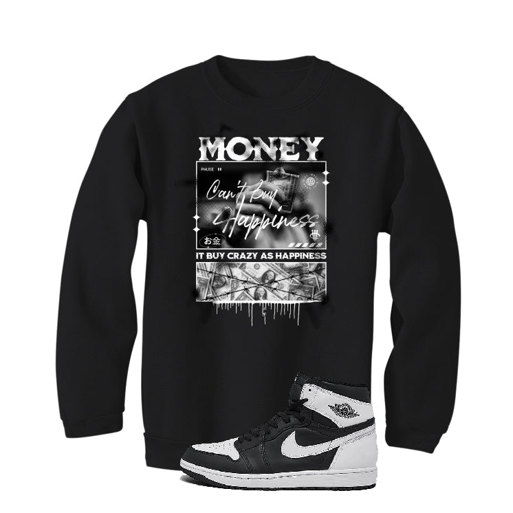 Air Jordan 1 High OG “Reverse Panda” | illcurrency Black T-Shirt (money can't buy happiness)