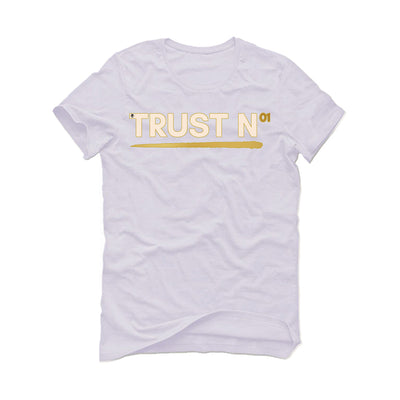 Air Jordan 4 WMNS “Metallic Gold” | illcurrency White T-Shirt (TRUST NO ONE)