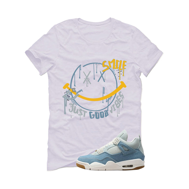 Air Jordan 4 Denim Worn Blue White T-Shirt (Smile)| illcurrency