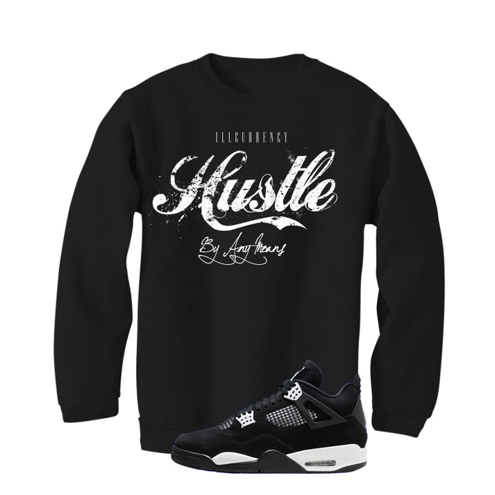 Air Jordan 4 White Thunder Black T-Shirt (Hustle By Any Means)| illcurrency