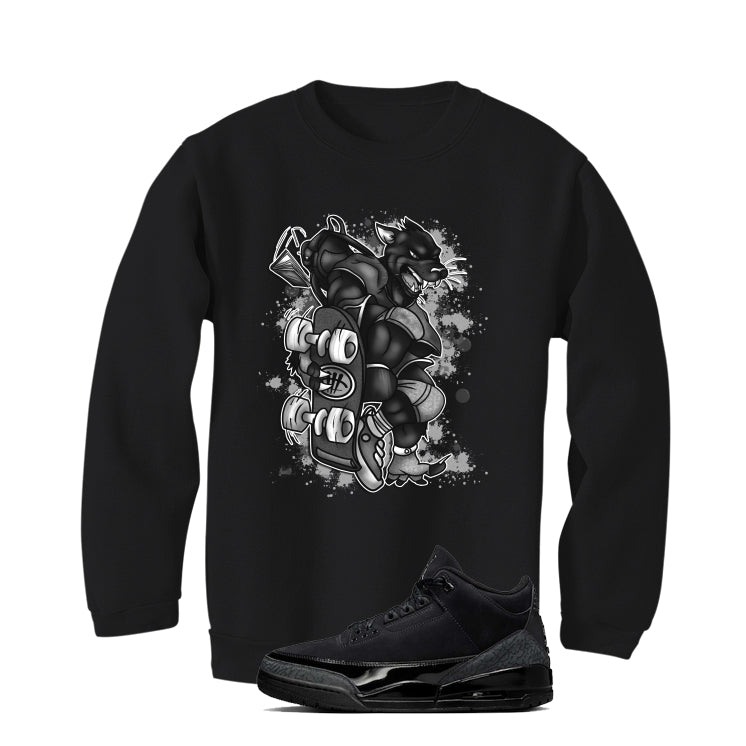 Air Jordan 3 Black Cat Black T-Shirt (SKATEBOARD CAT)| illcurrency