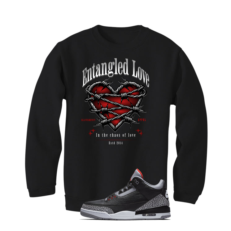 Air Jordan 3 Black Cement Black T-Shirt (Entangled Love)| illcurrency