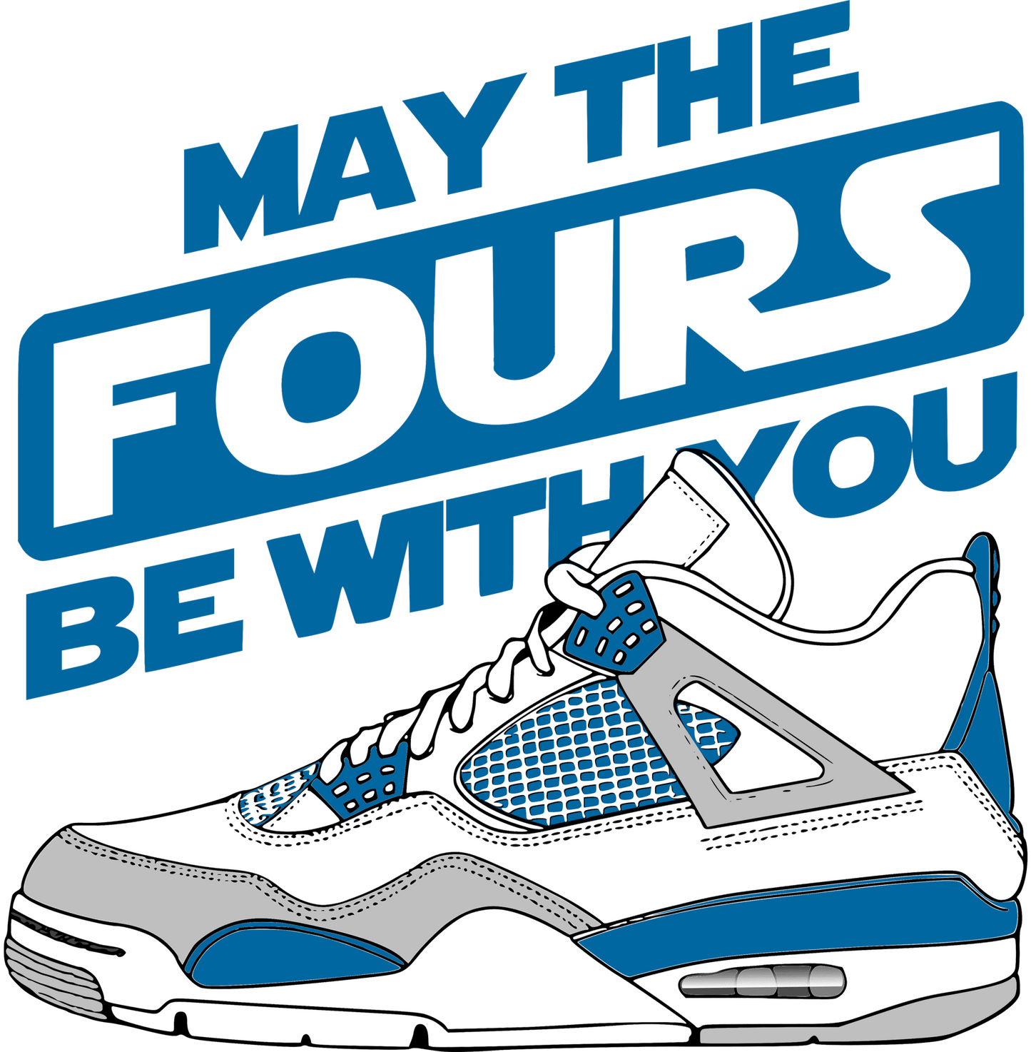 Air Jordan 4 Military Blue White T-Shirt (may the four's be with you)| illcurrency