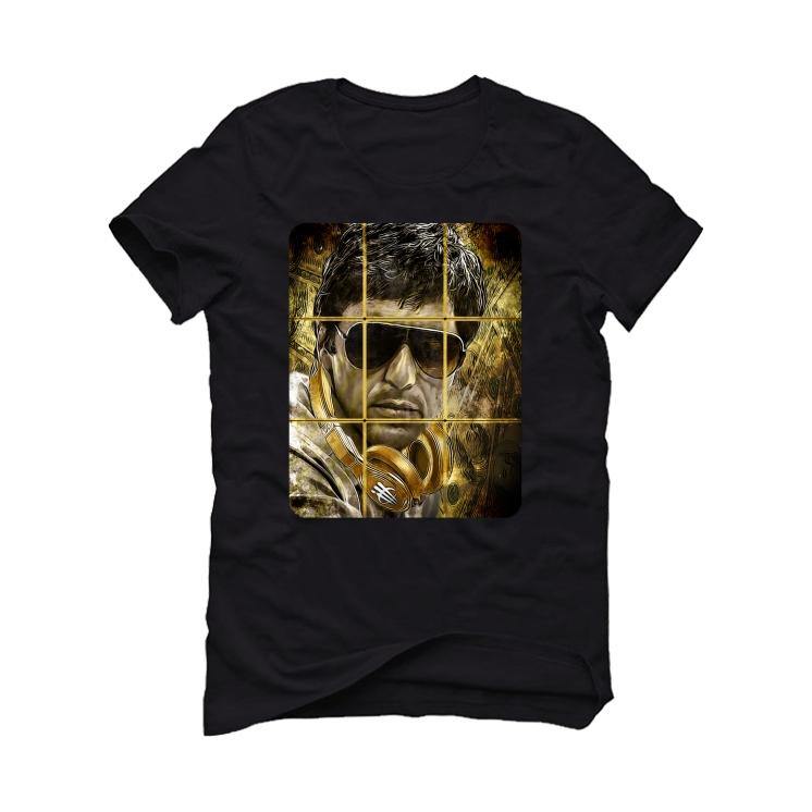 Air Jordan 1 Mid SE “Metallic Gold” 2020 Black T-Shirt (pacino) - illCurrency Sneaker Matching Apparel