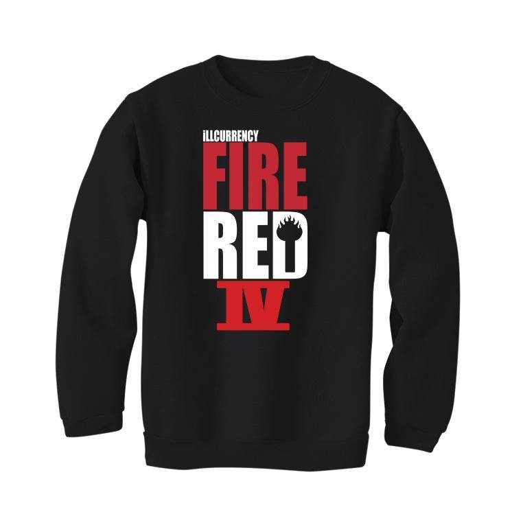 Jordan 4 Retro Fire Red (2020) Black T-Shirt (fire red) - illCurrency Sneaker Matching Apparel
