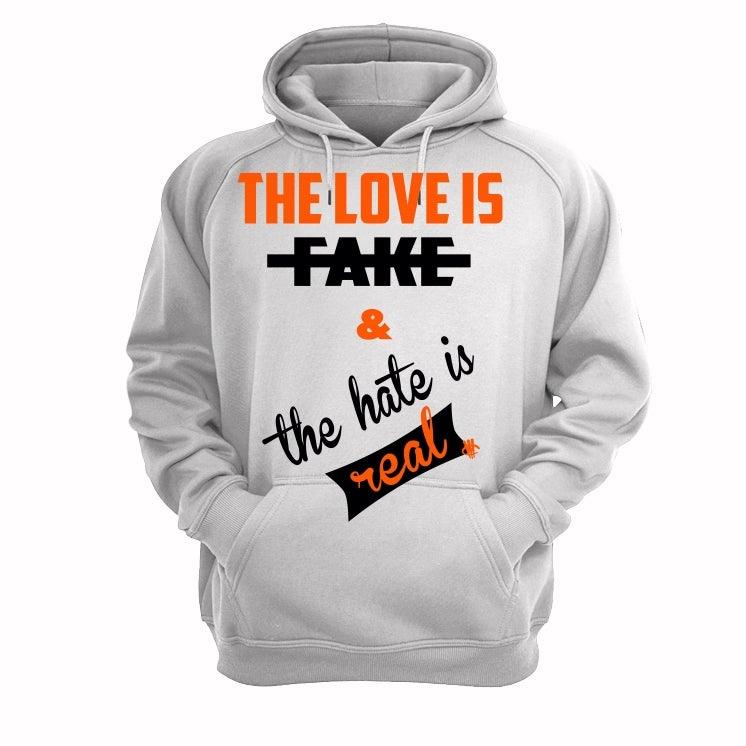 Air Jordan RETRO 1 (Orange black) 2019 White T-Shirt (Love is fake) - illCurrency Sneaker Matching Apparel