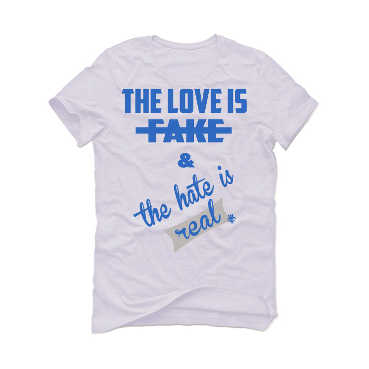 Air Jordan 1 High OG “True Blue” White T-Shirt (Love is Fake)