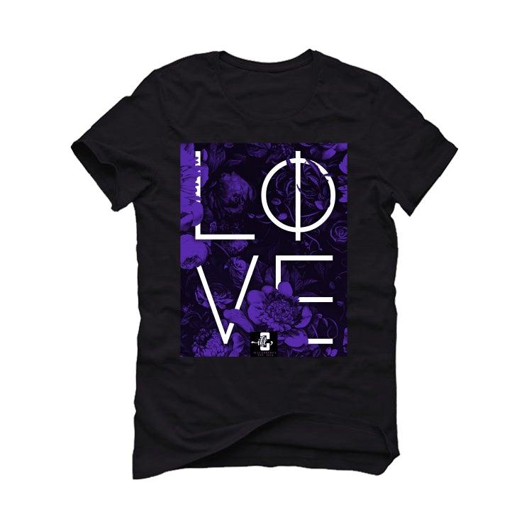 Air Jordan 13 “Court Purple” Black T-Shirt (LOVE) - illCurrency Sneaker Matching Apparel