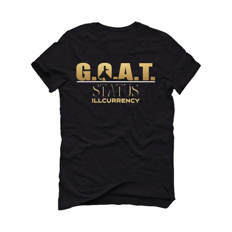 Air Jordan 1 Mid SE “Metallic Gold” 2020 Black T-Shirt (GOAT STATUS QUO) - illCurrency Sneaker Matching Apparel