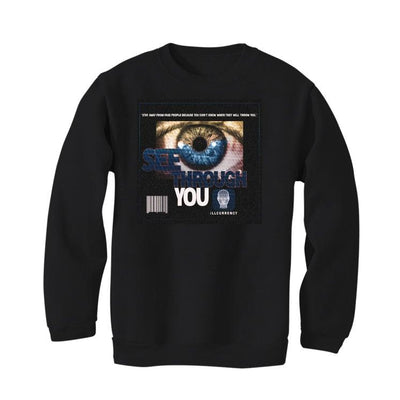 Air Jordan 1 “Dark Marina Blue” Black T-Shirt (EYE, SEE THROUGH YOU) - illCurrency Sneaker Matching Apparel