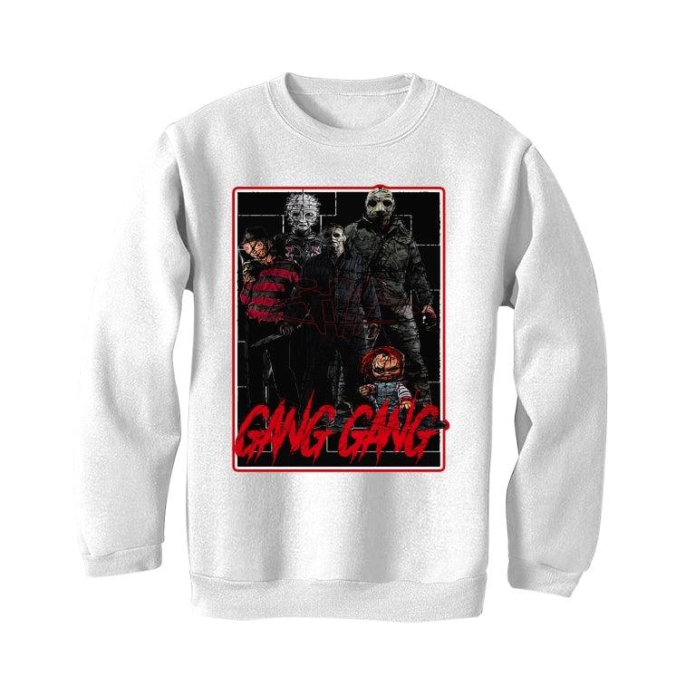 Air Jordan 5 OG Fire Red Silver Tongue 2020 White T-Shirt (GANG GANG) - illCurrency Sneaker Matching Apparel