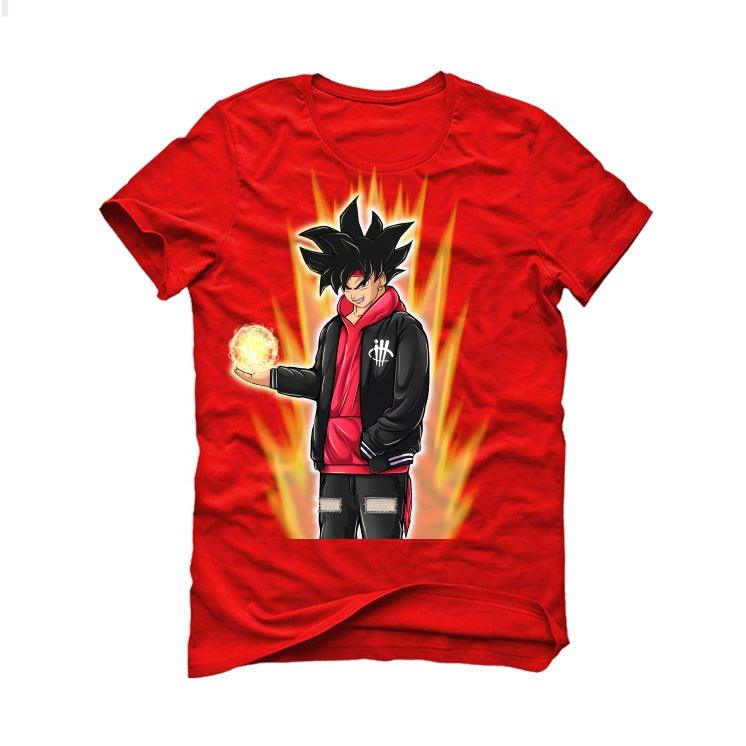 Air Jordan 13 Flint Red 2021 Red T-Shirt (Goku power up) - illCurrency Sneaker Matching Apparel