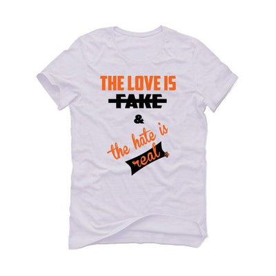 Air Jordan 1 Lows 'Shattered Backboard' White T-Shirt (The love is fake) - illCurrency Sneaker Matching Apparel