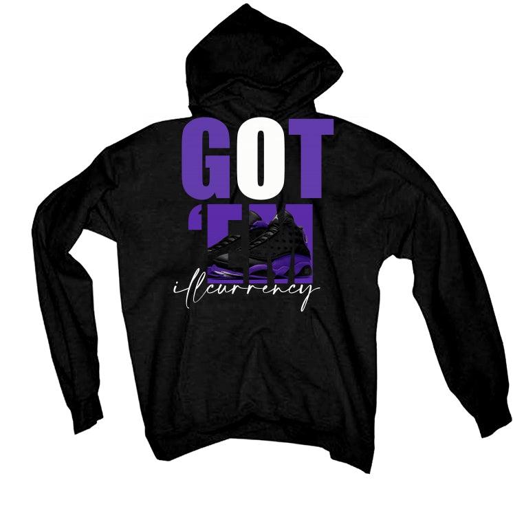 Air Jordan 13 “Court Purple” Black T-Shirt (Got Em) - illCurrency Sneaker Matching Apparel