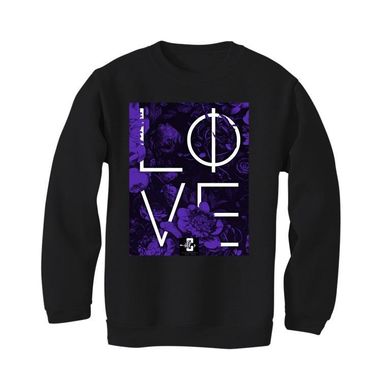 Air Jordan 13 “Court Purple” Black T-Shirt (LOVE) - illCurrency Sneaker Matching Apparel