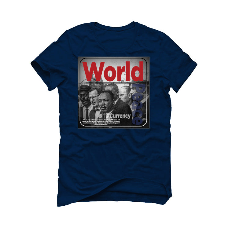 Supreme x Nike SB Dunk High “Navy/Red” Navy Blue T-Shirt (WORLD PEACE)