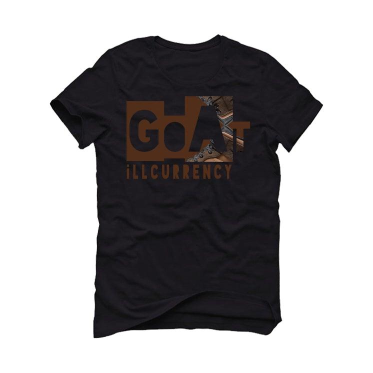 Air Jordan 1 Mid Hits The Trail With Earthy Brown( CHOCOLATE) Black T-Shirt (GOAT SHOE) - illCurrency Sneaker Matching Apparel