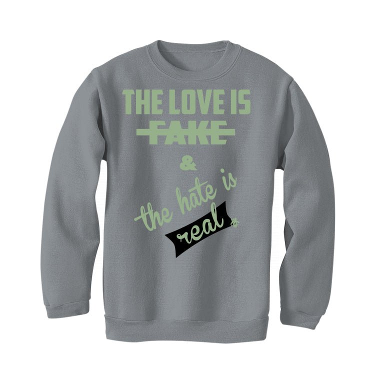 Air Jordan 4 Seafoam aka “Oil Green” - Grey T-Shirt (Love is Fake)