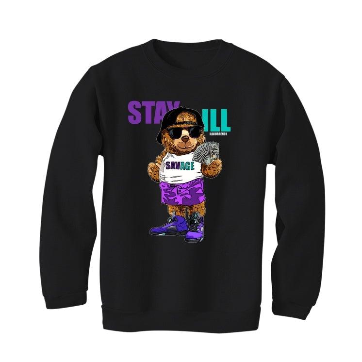 Air Jordan 5 "Alternate Grape" Black T-Shirt (Stay ill bear) - illCurrency Sneaker Matching Apparel