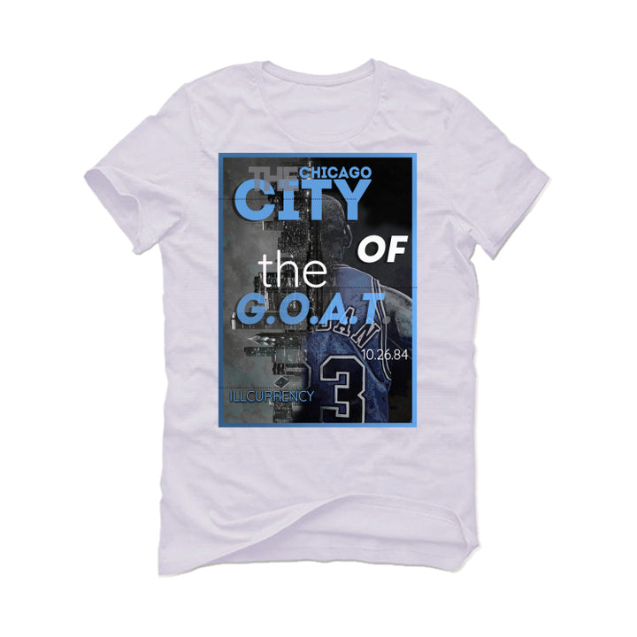 AIR JORDAN 1 HIGH OG “UNIVERSITY BLUE”| ILLCURRENCY White T-Shirt (CITY OF THE GOAT)