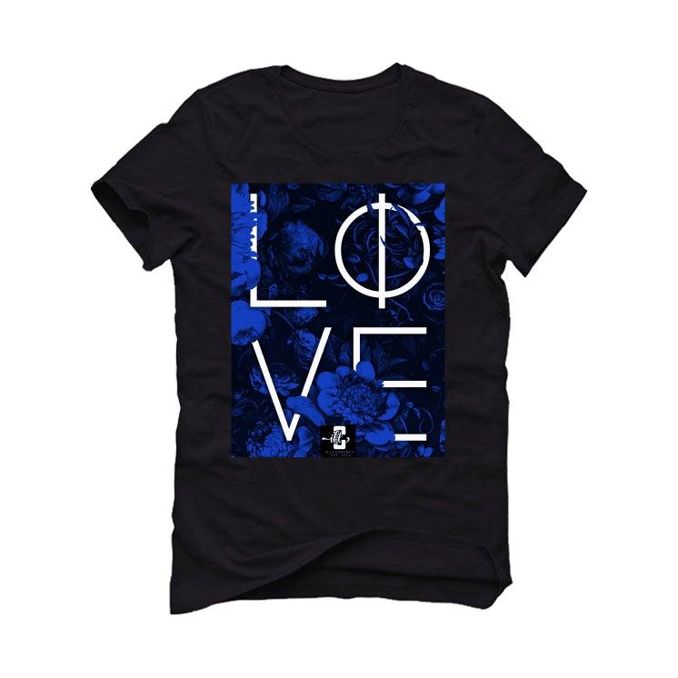 Air Jordan 5 “Racer Blue” Black T-Shirt (LOVE) - illCurrency Sneaker Matching Apparel