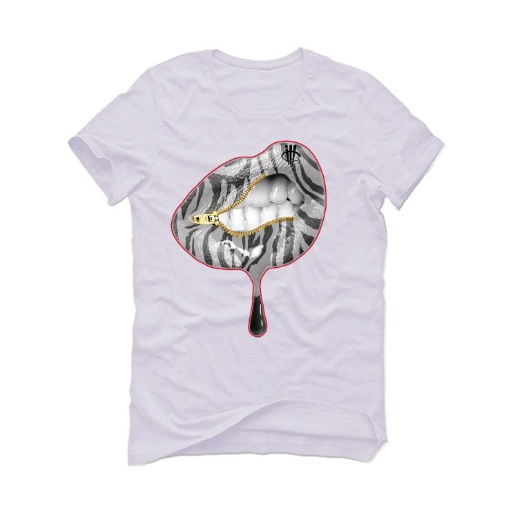 The Nike Air Foamposite Pro White/Black/Varsity Red White T-Shirt (lips unsealed) - illCurrency Sneaker Matching Apparel