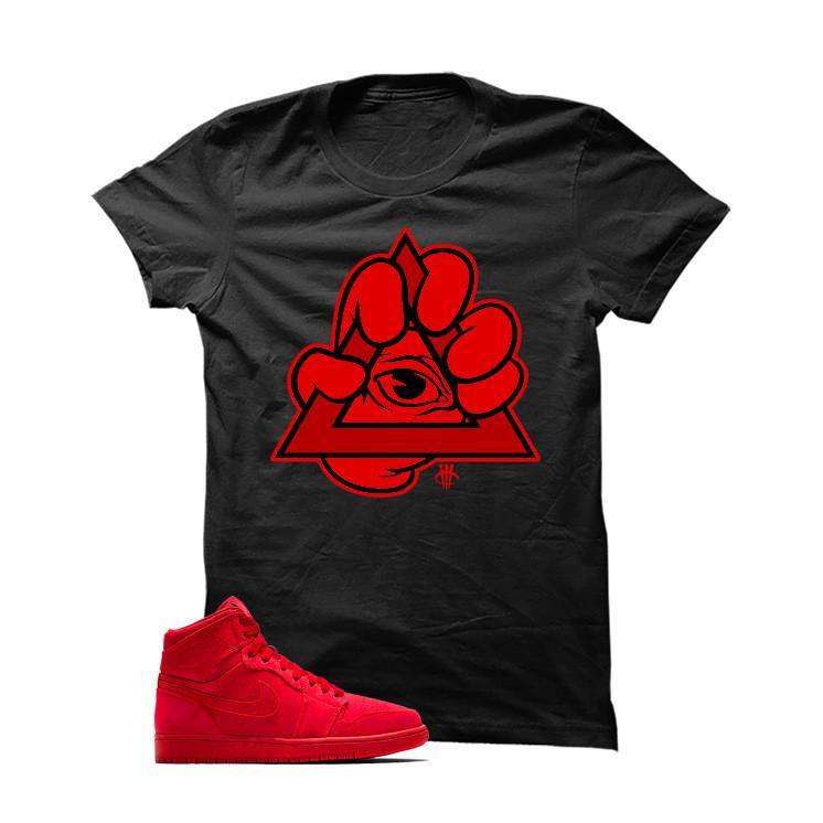 Jordan 1 Retro High Red Suede Black T Shirt (AllLies)