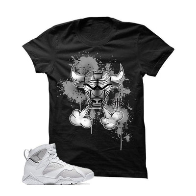 Jordan 7 White Metallic Silver Pure Money Black T Shirt (Bully)