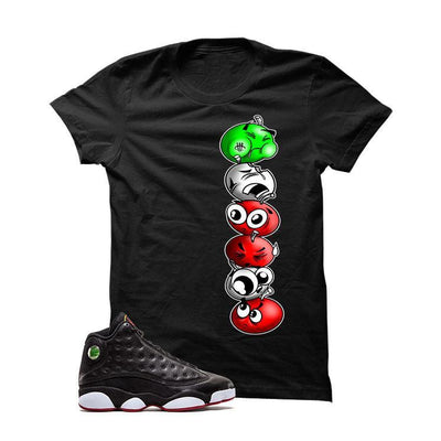 Jordan 13 Playoffs Black T Shirt (Cherry Stack)
